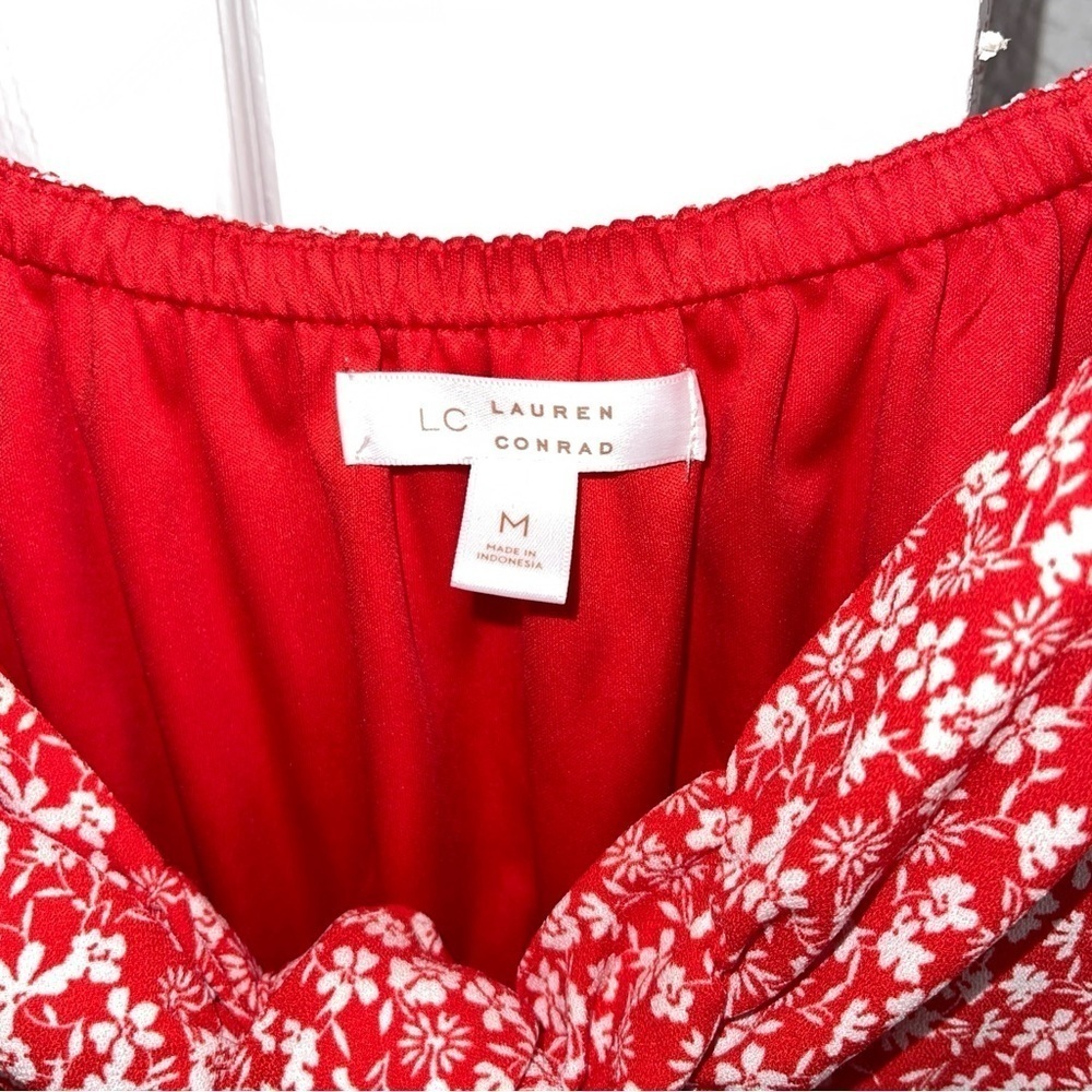 LC Lauren Conrad women’s size M red & white floral dress - Picture 6 of 10